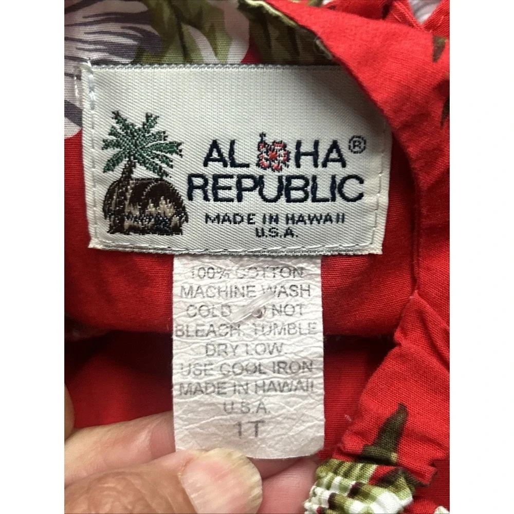Vintage Aloha Republic Hawaiian Toddler Dress Red‎ Tropical Island Beach Summer